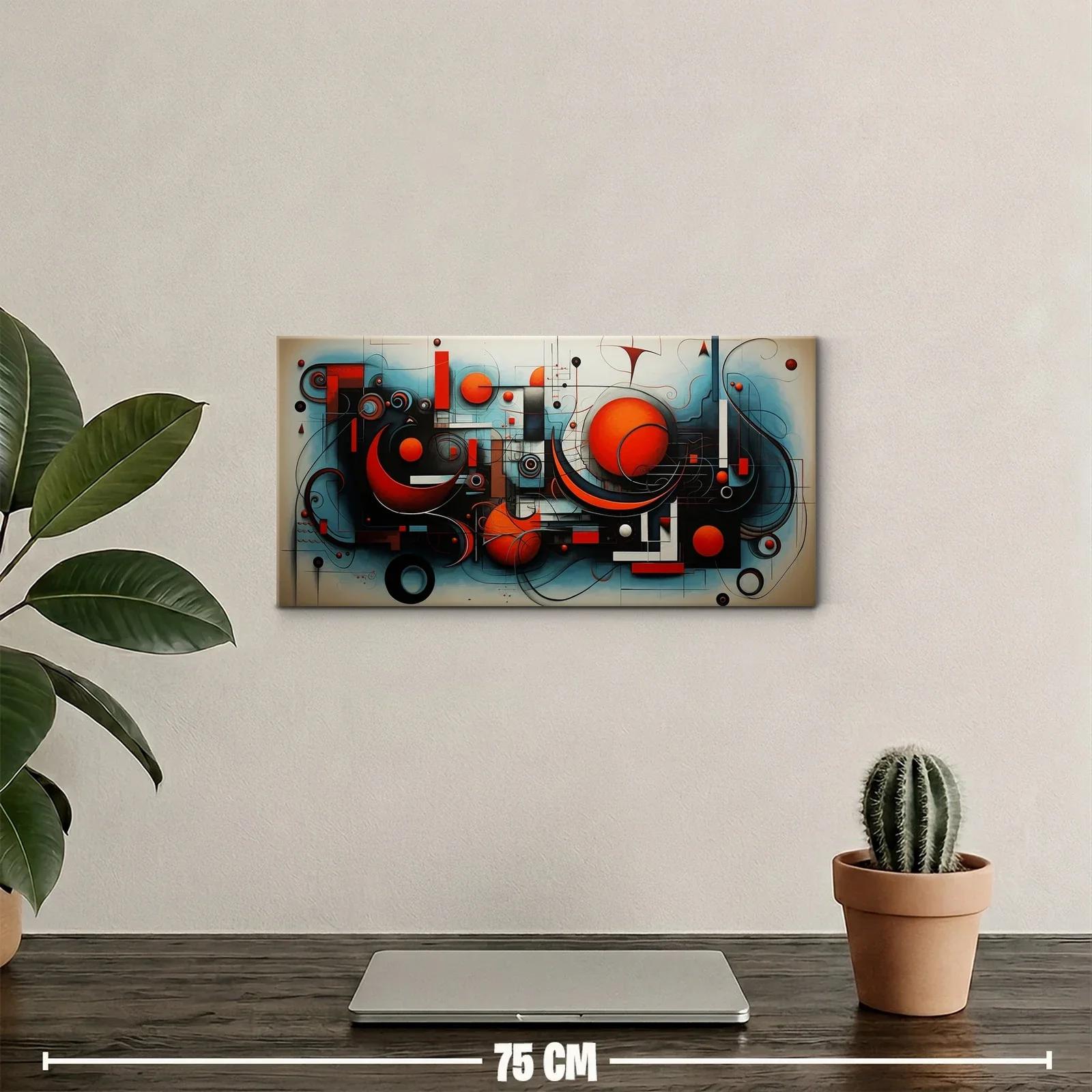 Cuadro composición geométrica abstracta con esferas rojas — miniatura 2