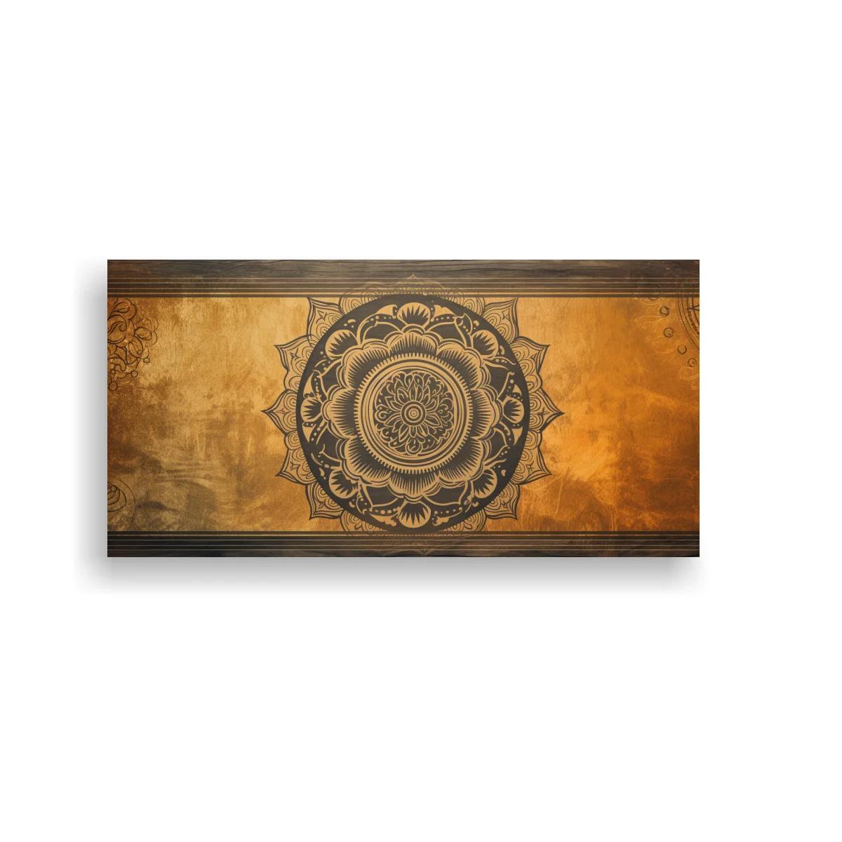 Cuadro mandala floral con fondo texturizado y bordes oscuros
