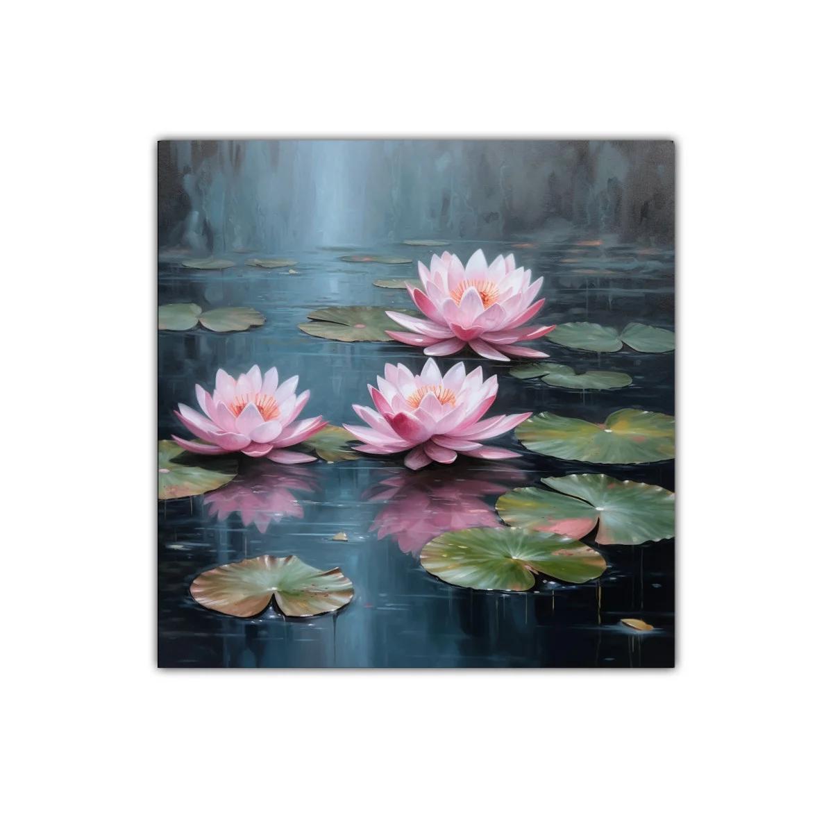 Cuadro decorativo flores de loto en estanque sereno — imagen principal