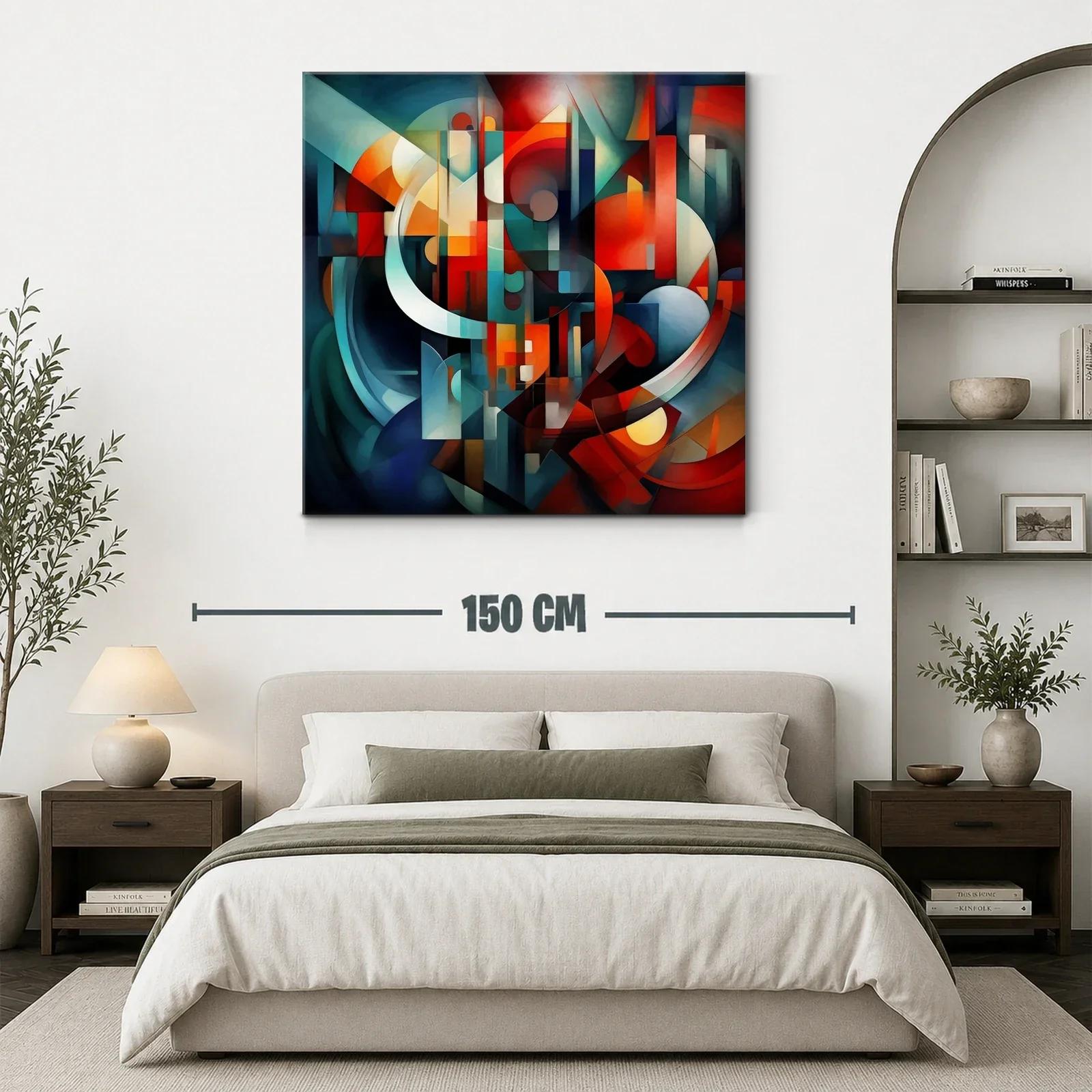 Composición abstracta en tonos cálidos y fríos equilibrados — miniatura 3