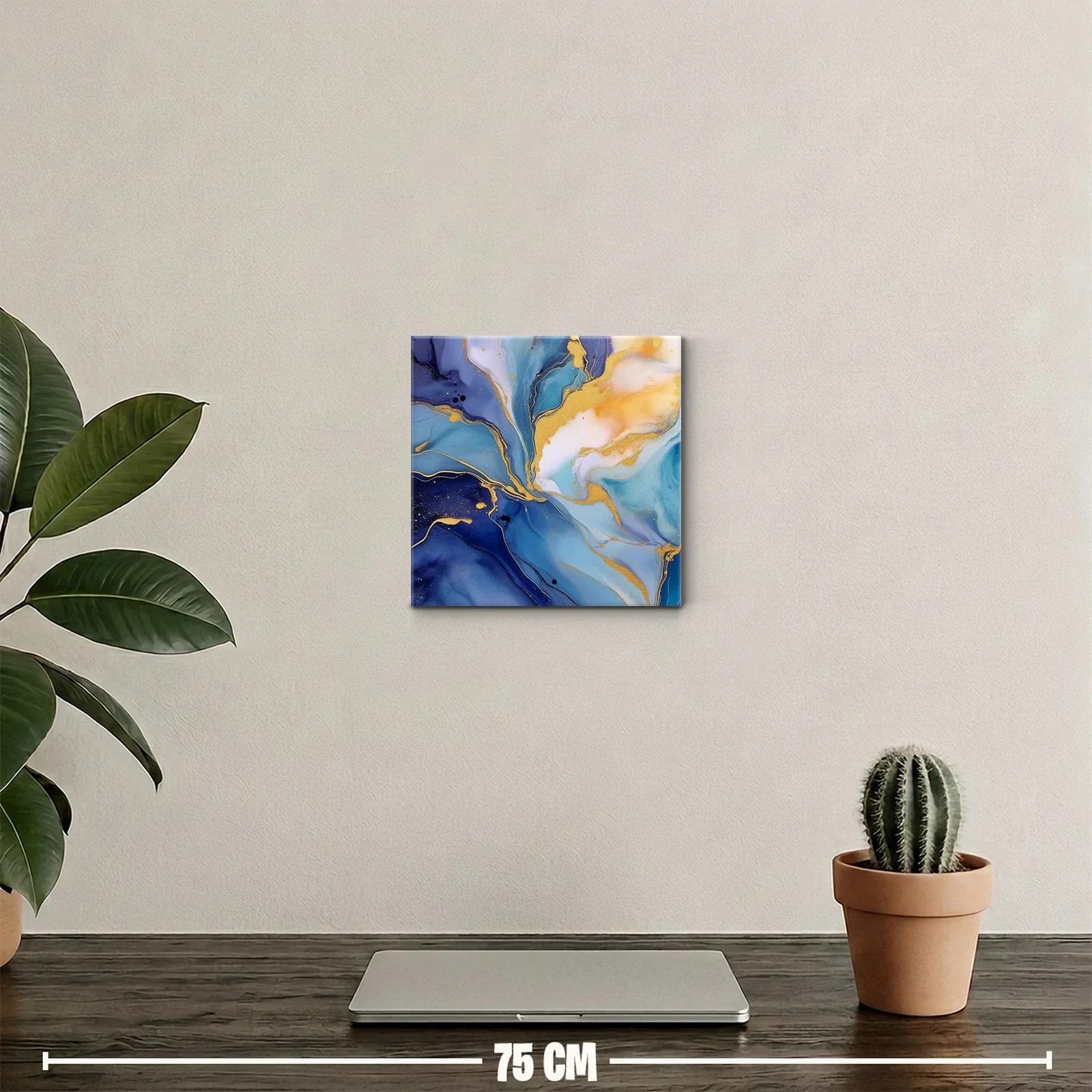 Cuadro abstracto en tonos azules y dorados sofisticados — miniatura 2