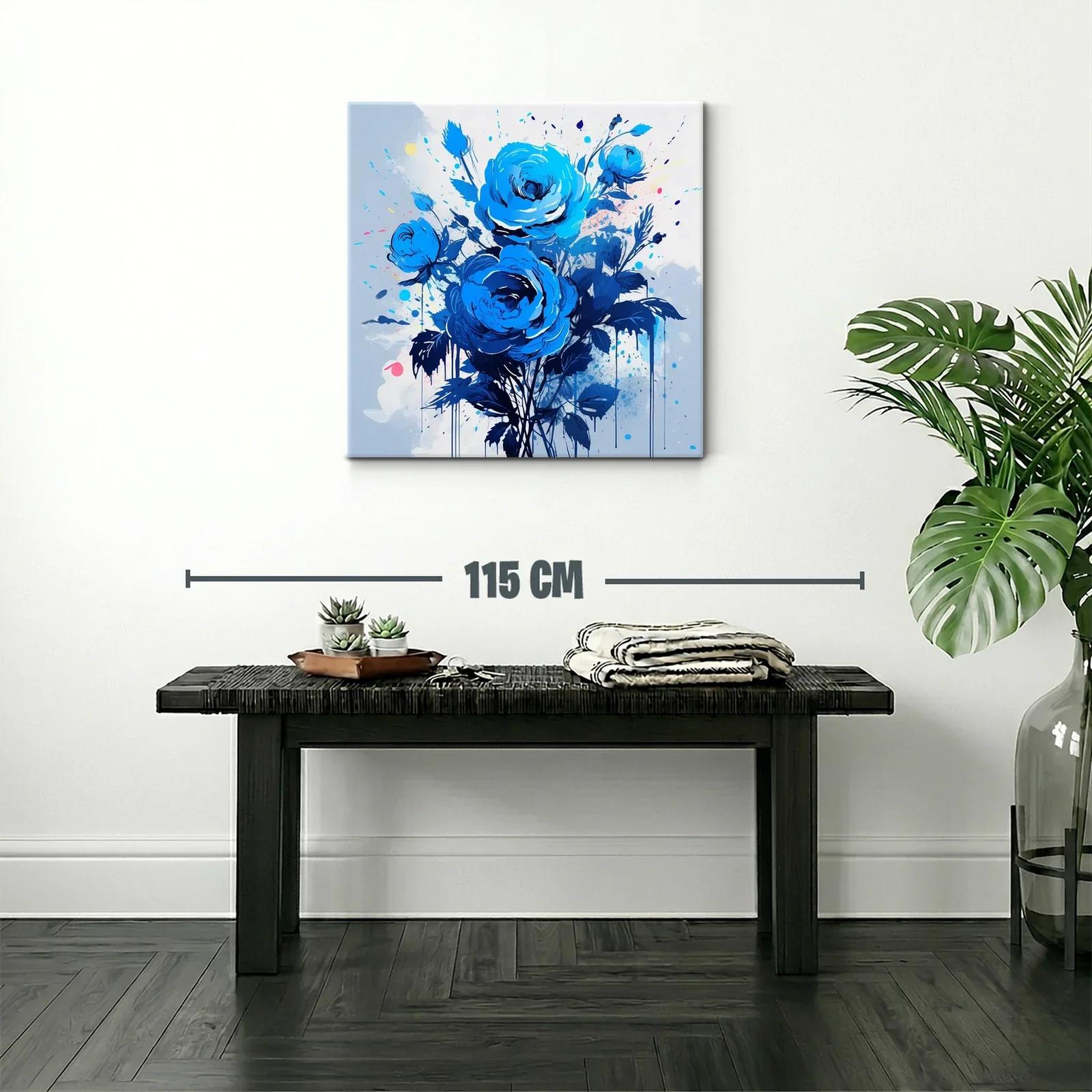 Ramo de rosas azules con pinceladas expresivas — miniatura 2