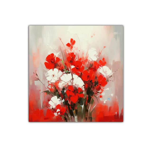 Bouquet vibrante de flores rojas y blancas en armonía