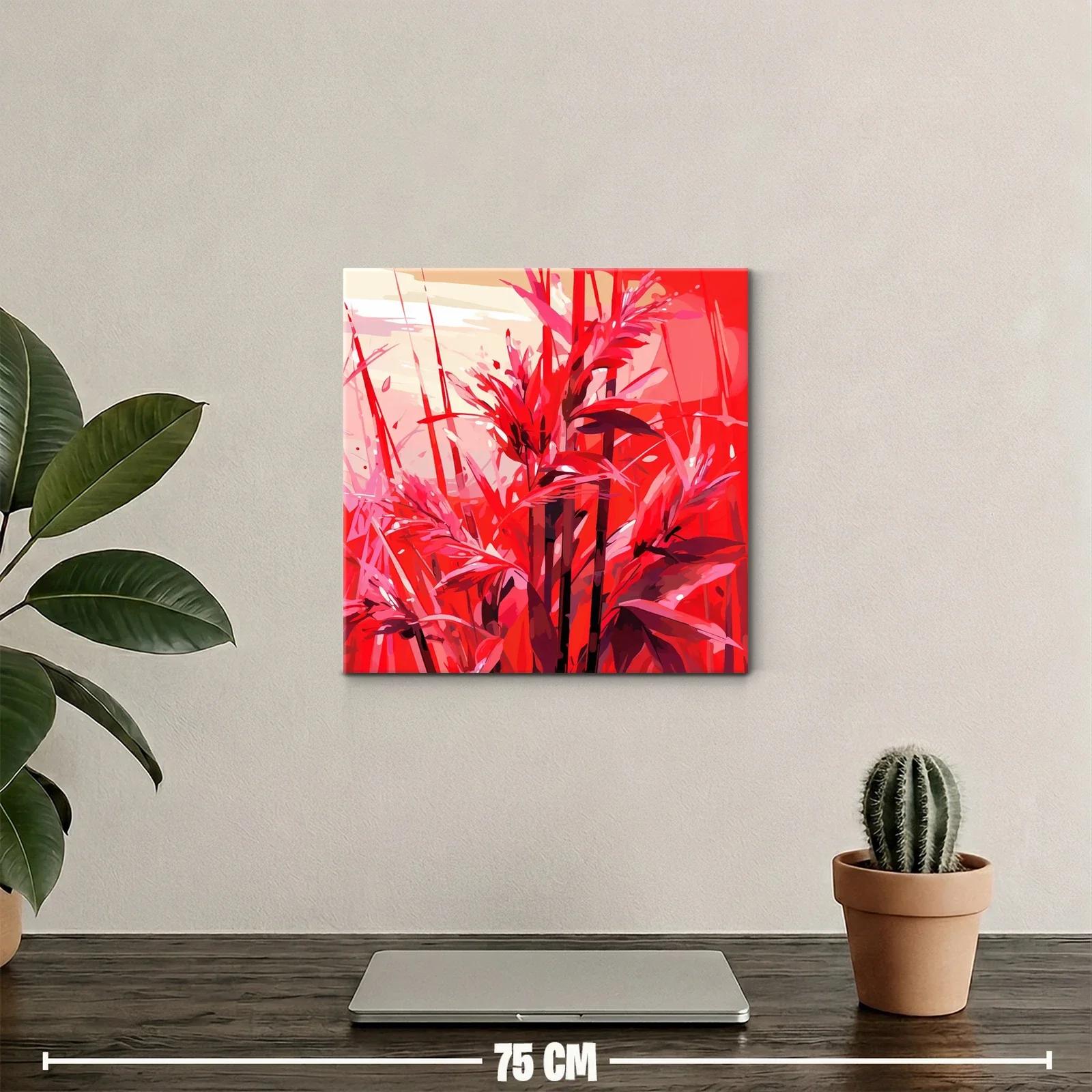 Cuadro floral vibrante con tonos rojos intensos — miniatura 2