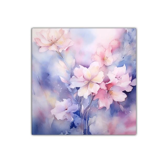 Cuadro floral en tonos suaves con efecto acuarela