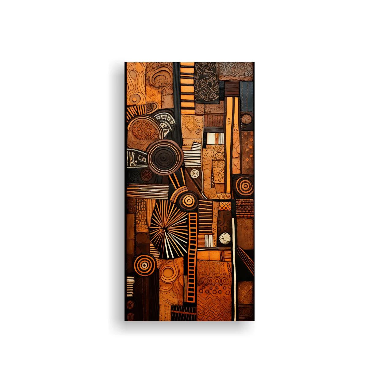Cuadro mosaico abstracto con círculos concéntricos y rayos