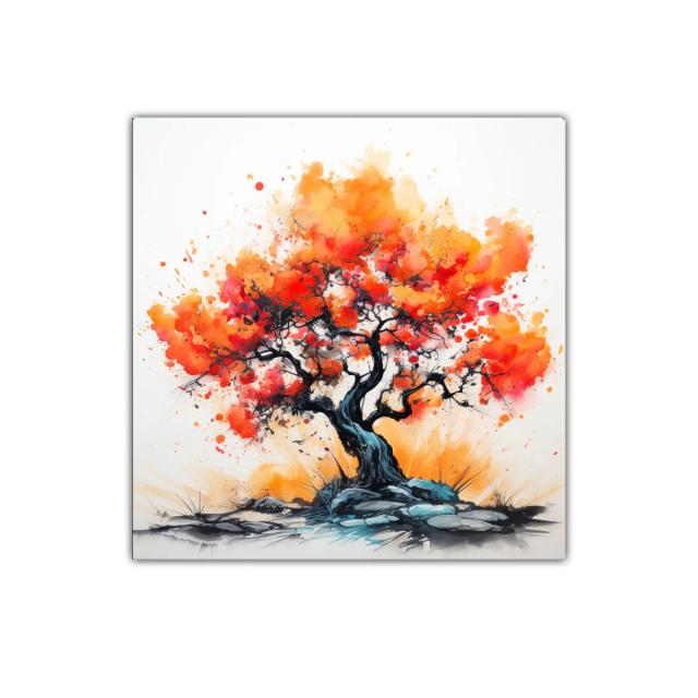 Árbol vibrante con tonos cálidos y energía dinámica