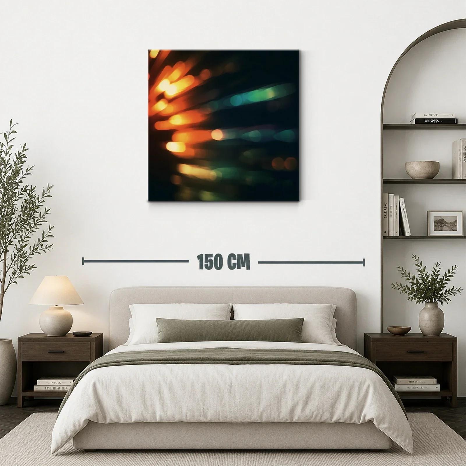 Cuadro moderno con luces abstractas en tonos cálidos y fríos — miniatura 3