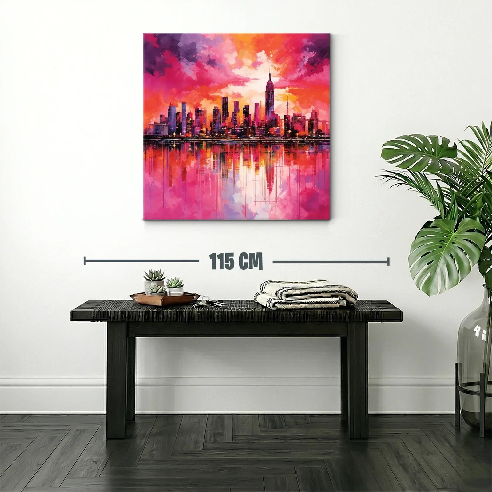 Atardecer vibrante en skyline urbano con reflejos intensos — miniatura 2