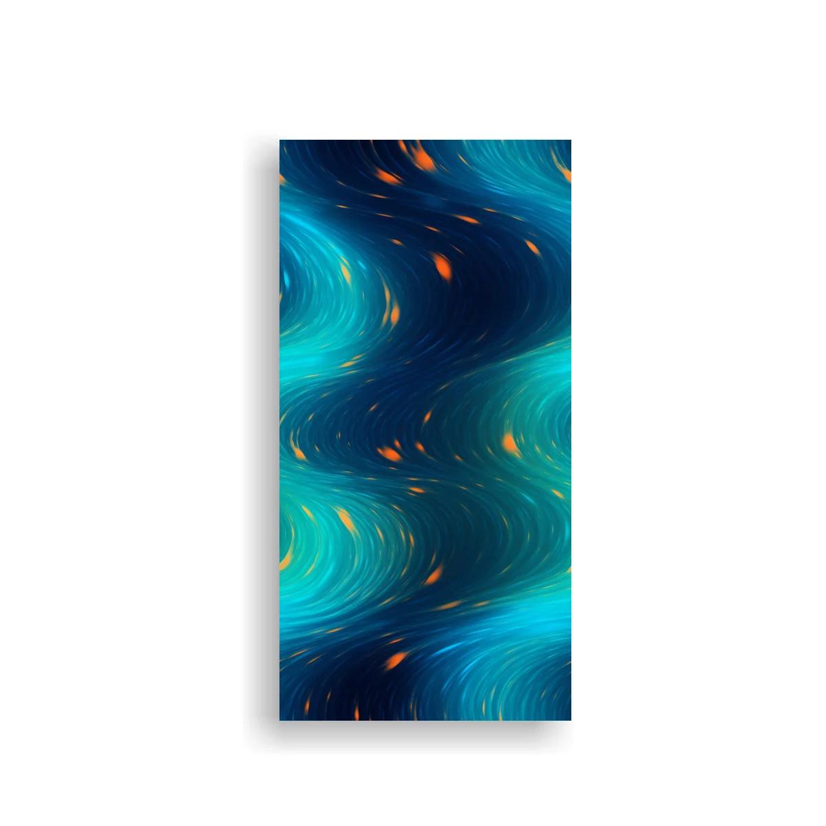 Cuadro remolino abstracto azul con destellos naranjas