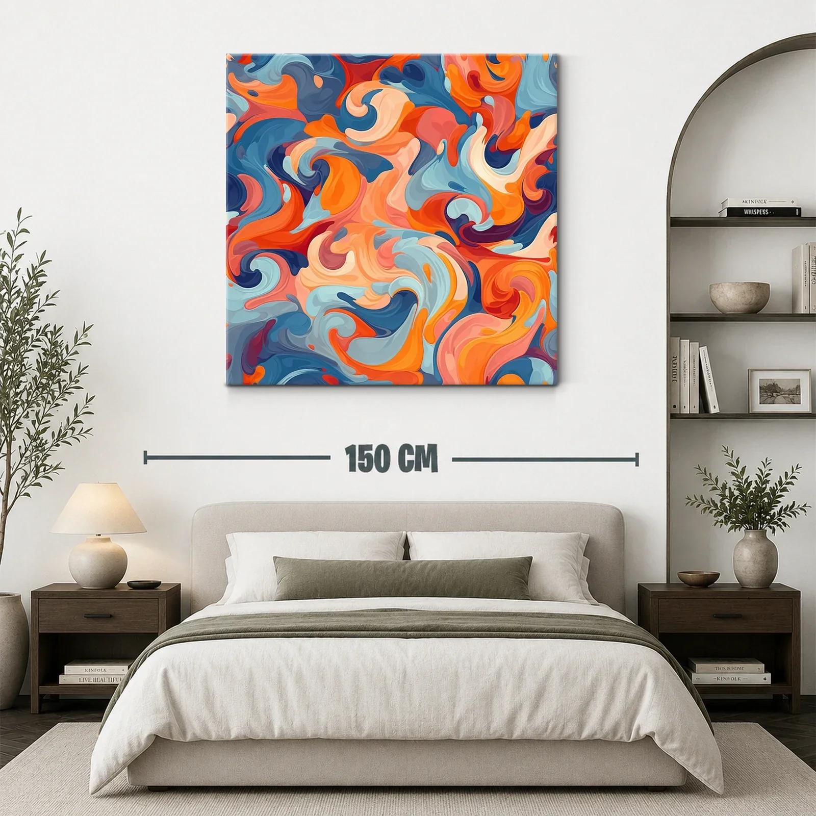 Cuadro abstracto en vibrantes tonos cálidos y fríos — miniatura 3