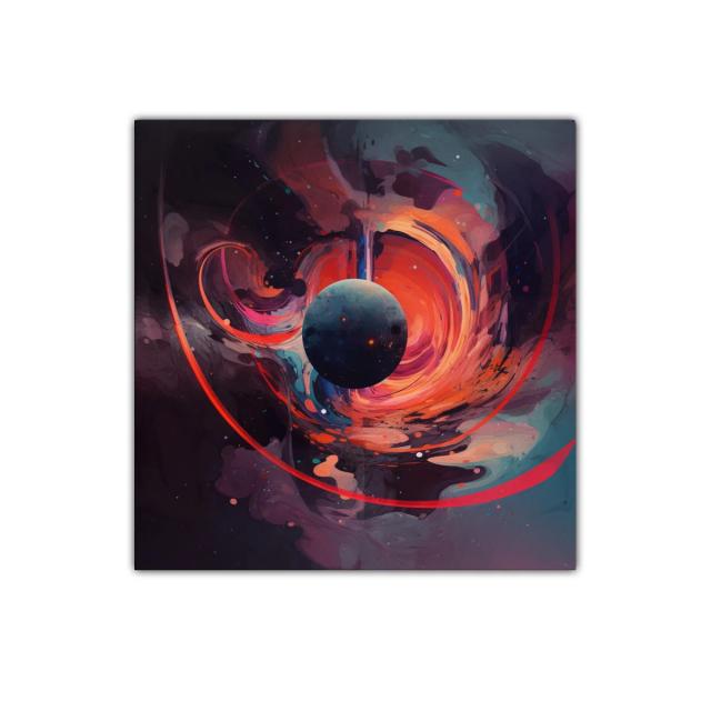 Explosión cósmica con esfera central en tonos intensos