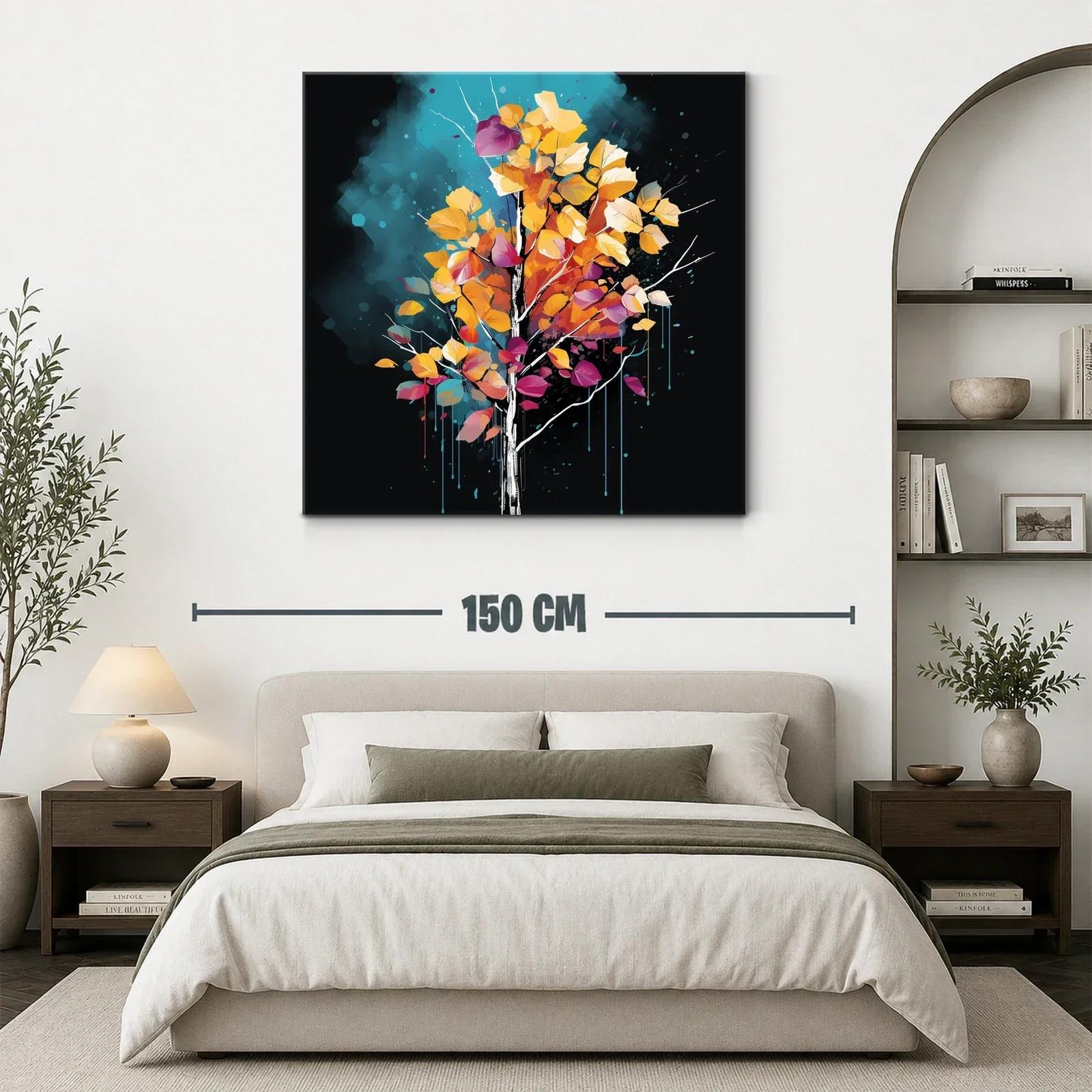 Armonía de otoño con vibrantes hojas en fondo azul oscuro — miniatura 3