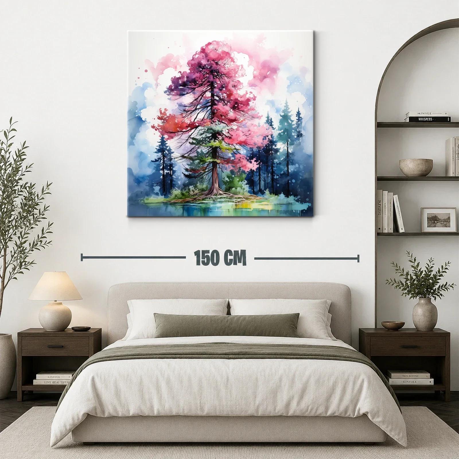 Árbol vibrante con tonos rosados y fondo azul intenso — miniatura 3