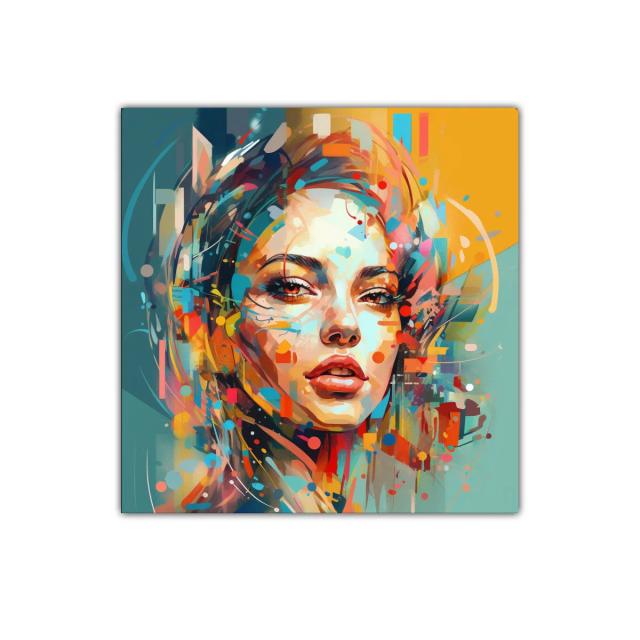 Retrato femenino contemporáneo lleno de energía y color