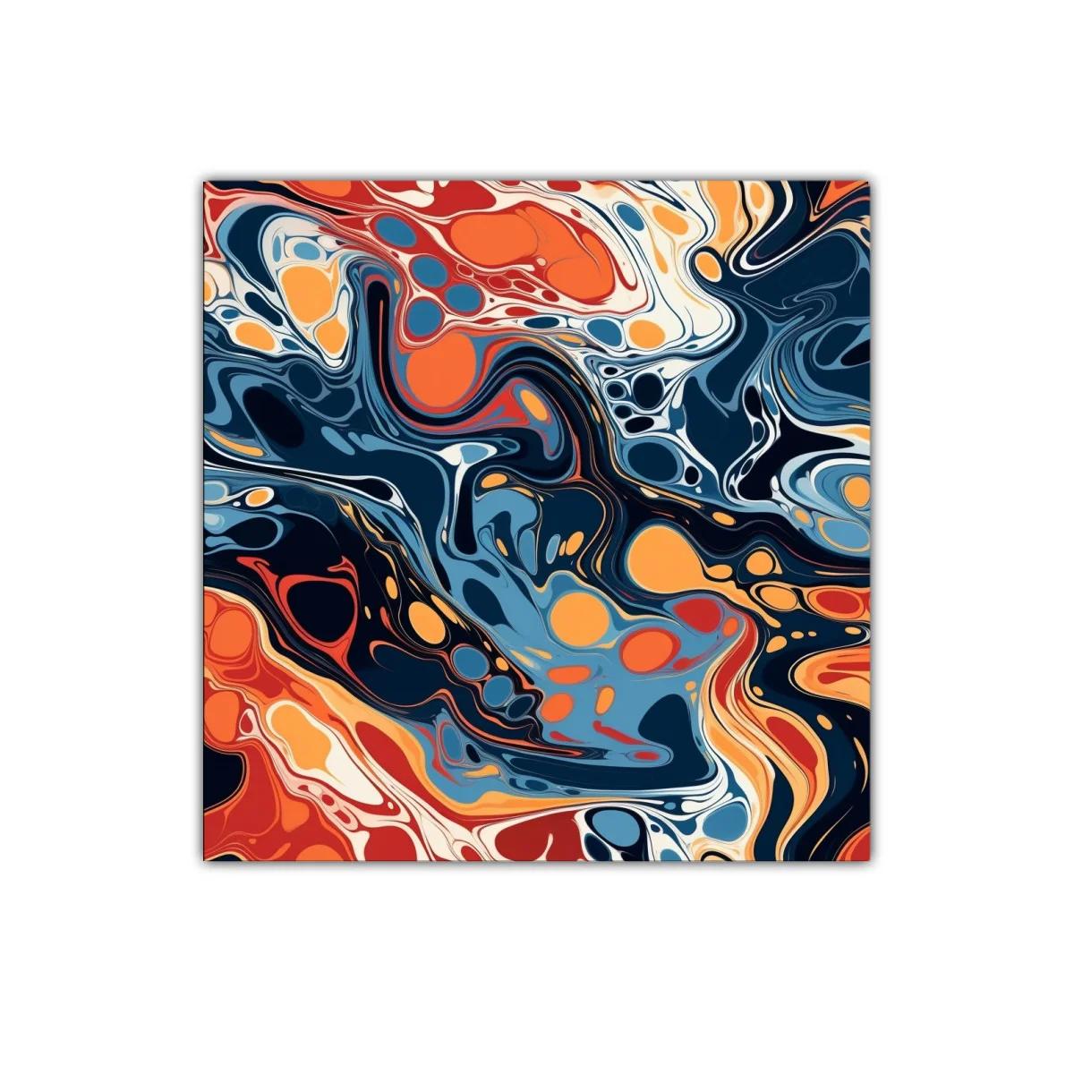 Cuadro abstracto con tonos cálidos y fríos vibrantes — imagen principal