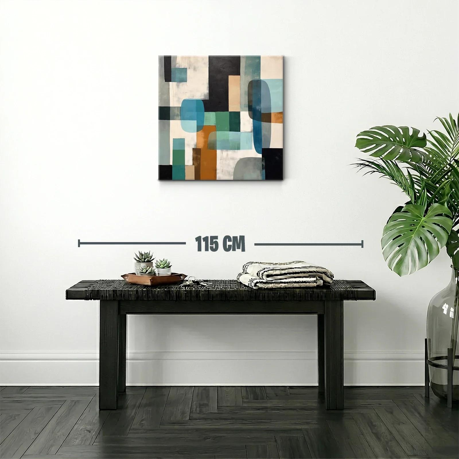 Composición abstracta con formas geométricas y tonos tierra y azules — miniatura 2