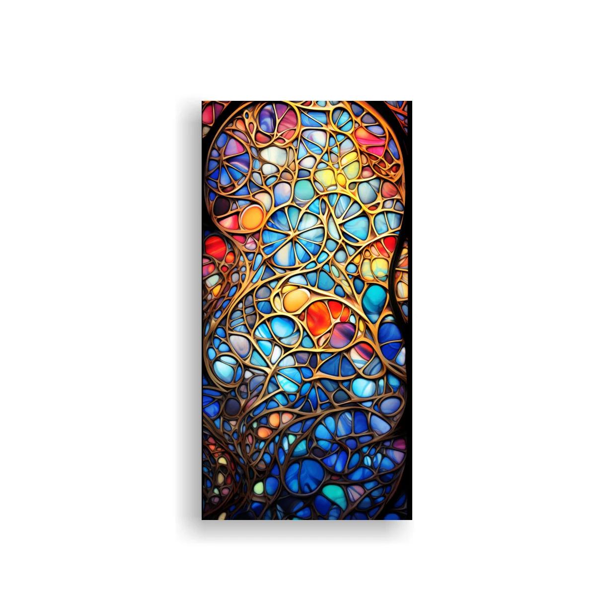 Cuadro vitral abstracto de líneas entrelazadas