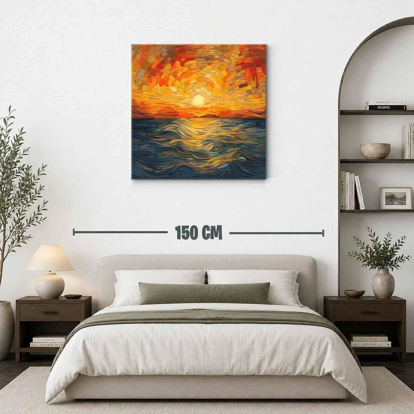 Atardecer vibrante sobre el mar con trazos expresivos — miniatura 3