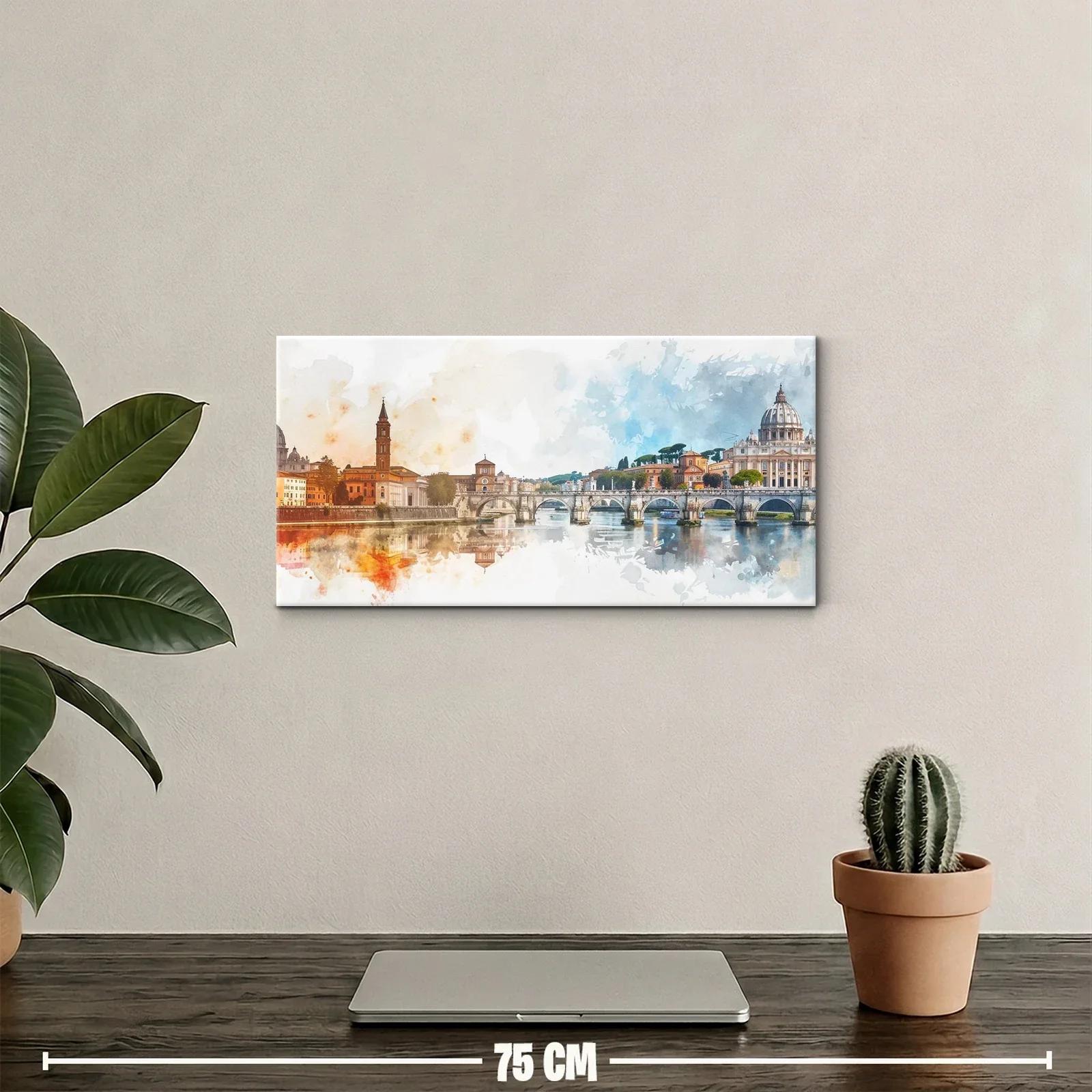 Cuadro paisaje urbano de Roma con gran cúpula y reflejo en el Tíber — miniatura 2