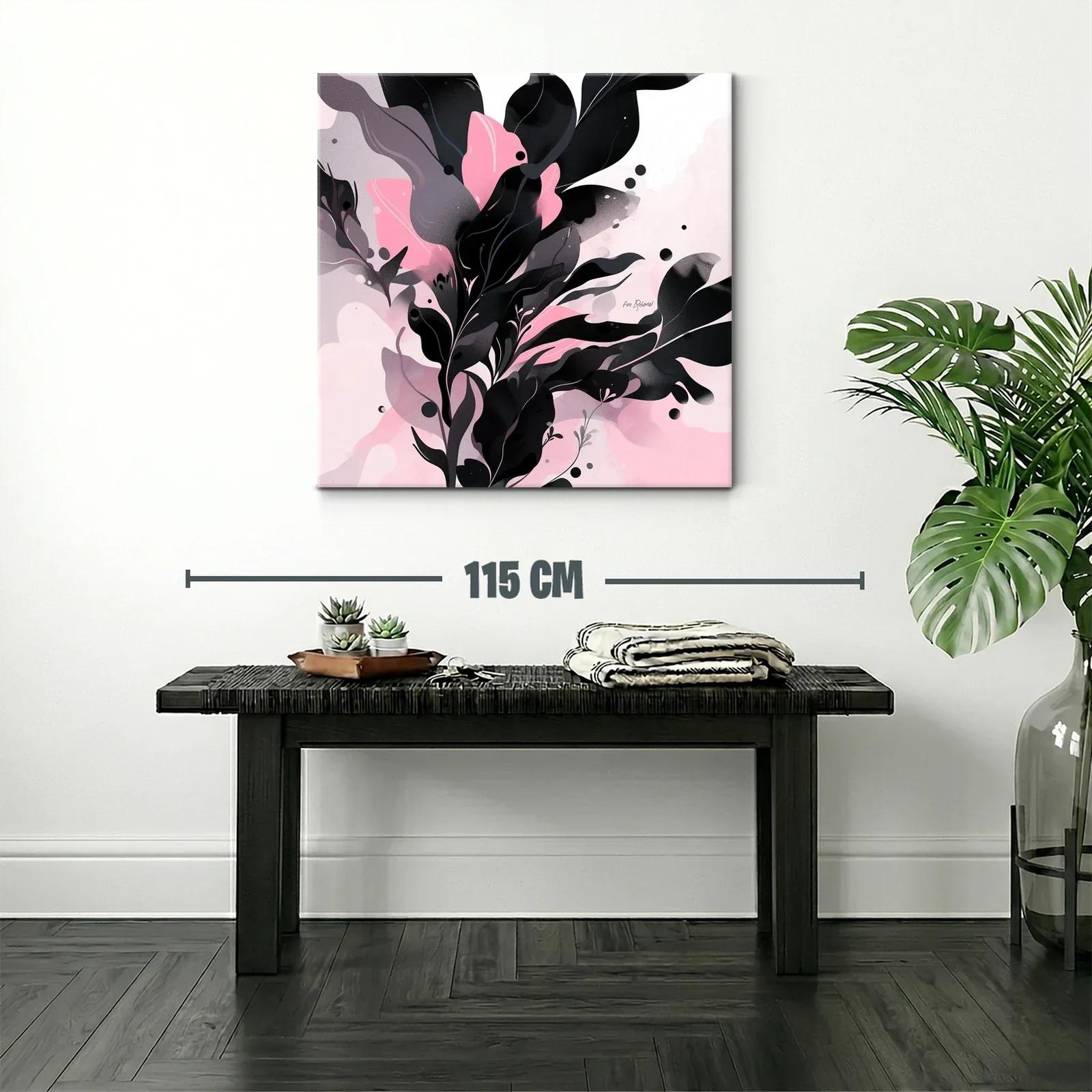 Composición abstracta de hojas en tonos rosas y negros — miniatura 2