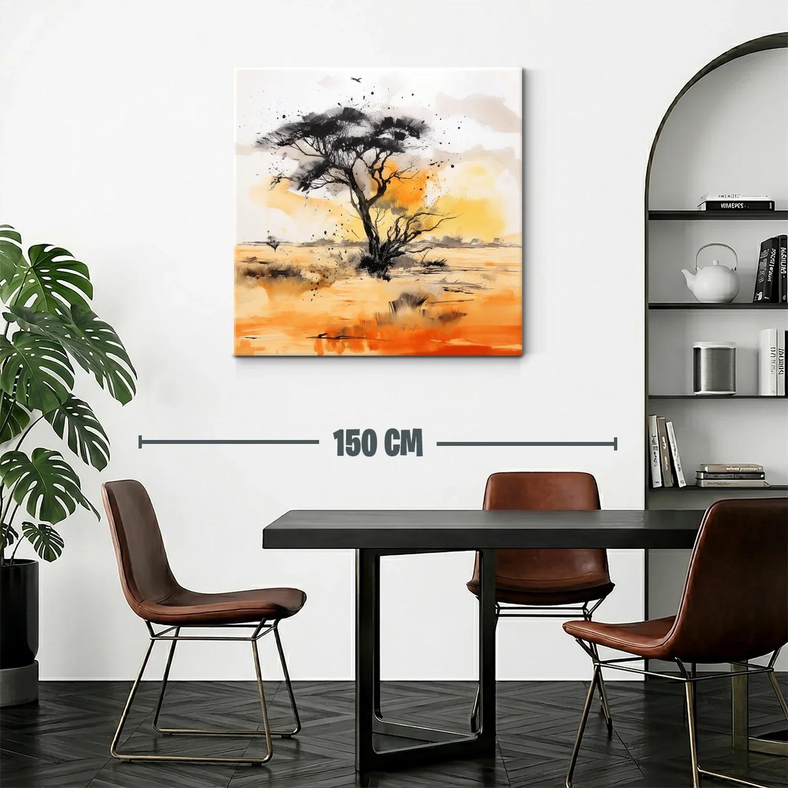 Árbol solitario al atardecer en horizonte desértico — miniatura 2