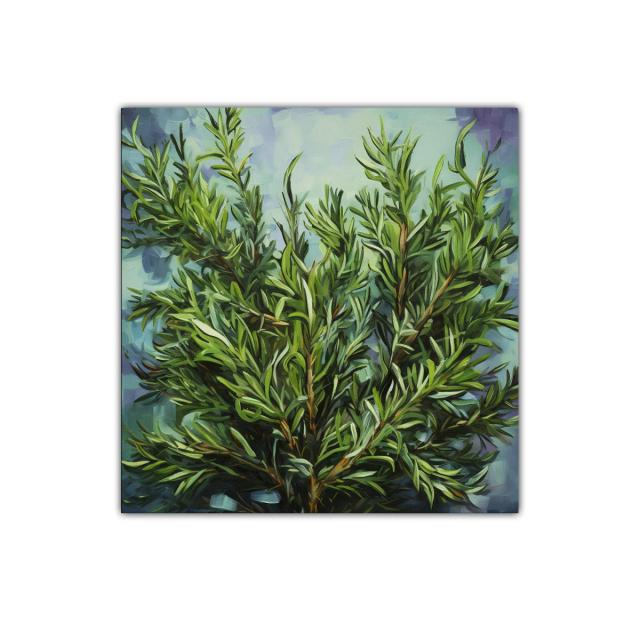 Cuadro con ilustración naturalista de ramas verdes frescas