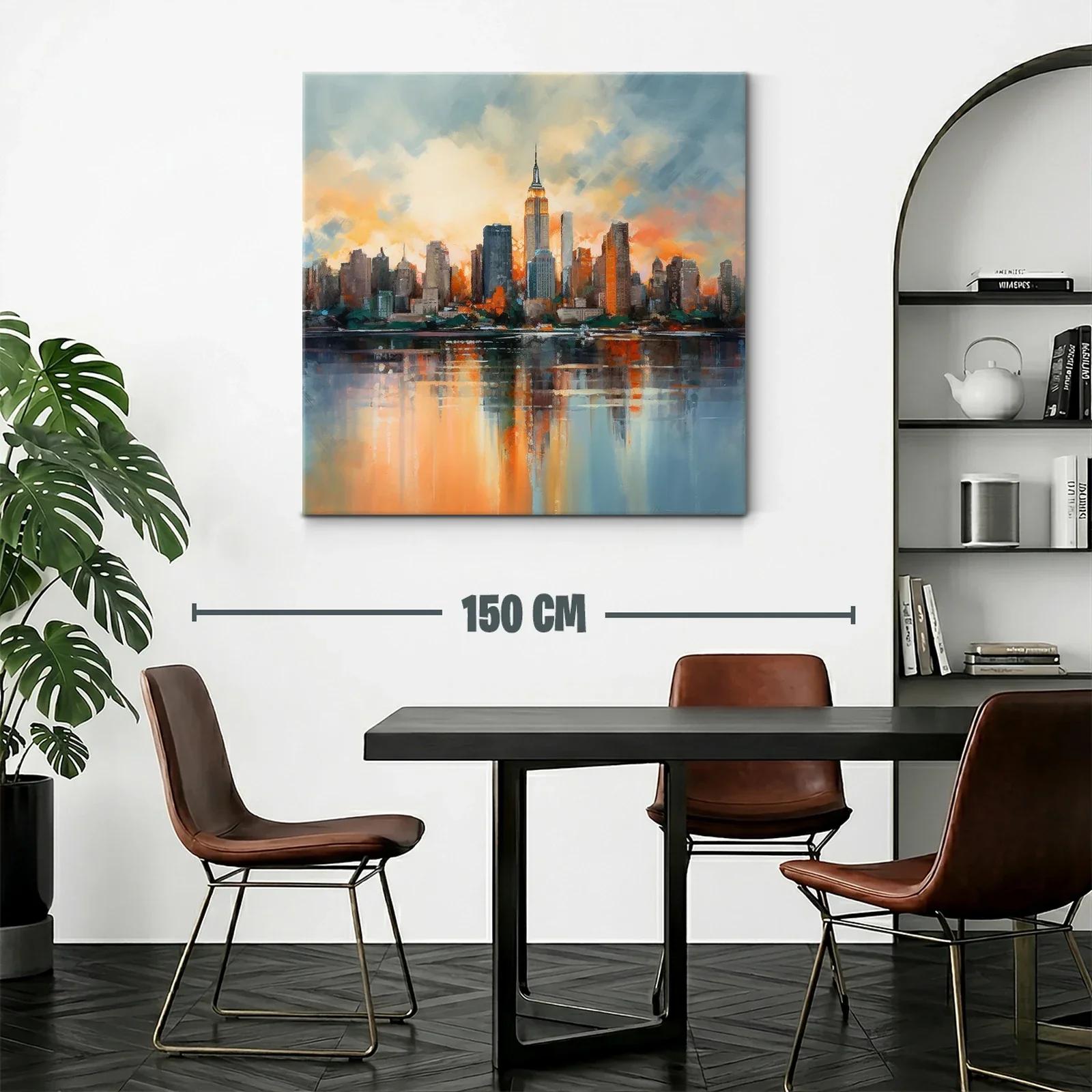 Atardecer vibrante en skyline urbano con reflejos en agua — miniatura 2