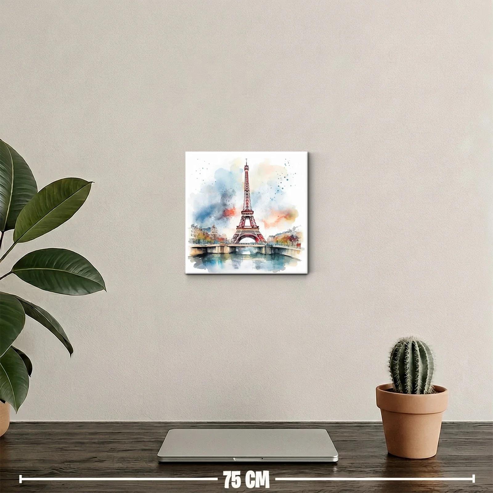 Cuadro decorativo torre Eiffel estilo acuarela moderna — miniatura 2