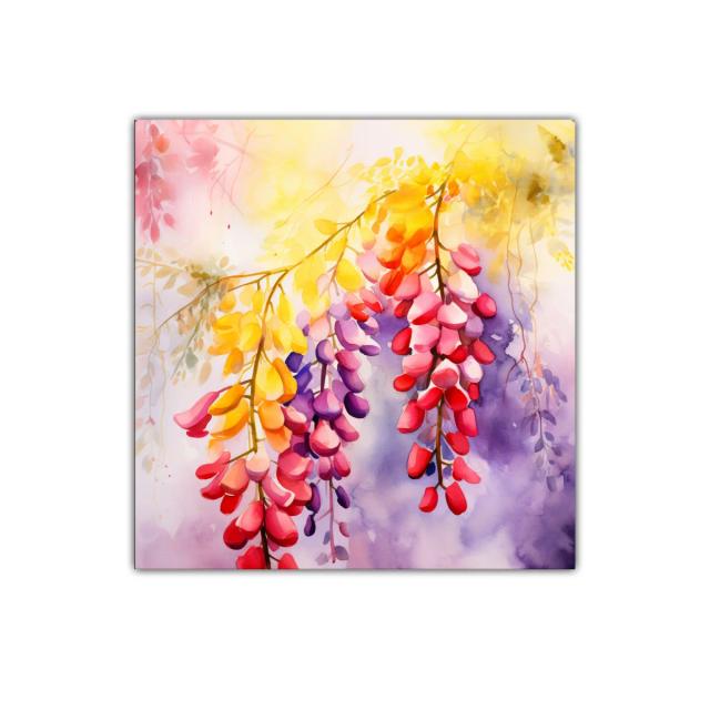 Ramillete de flores vibrantes en tonos cálidos y morados