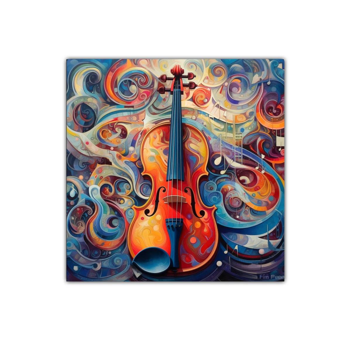 Cuadro decorativo violín vibrante lleno de energía y color — imagen principal
