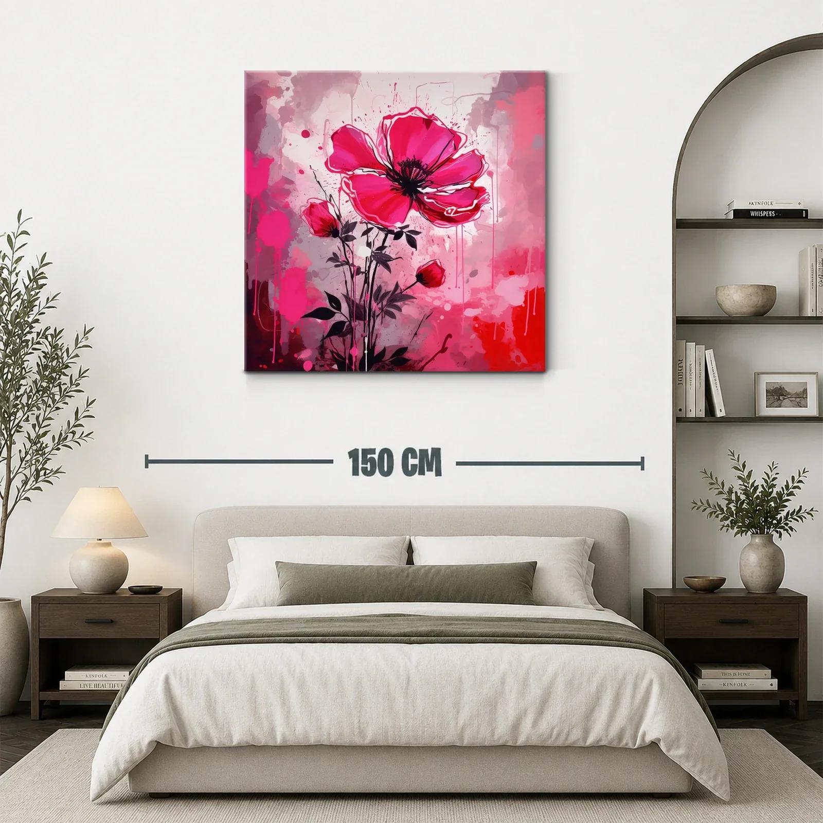 Cuadro floral vibrante con grandes pétalos rosas — miniatura 3