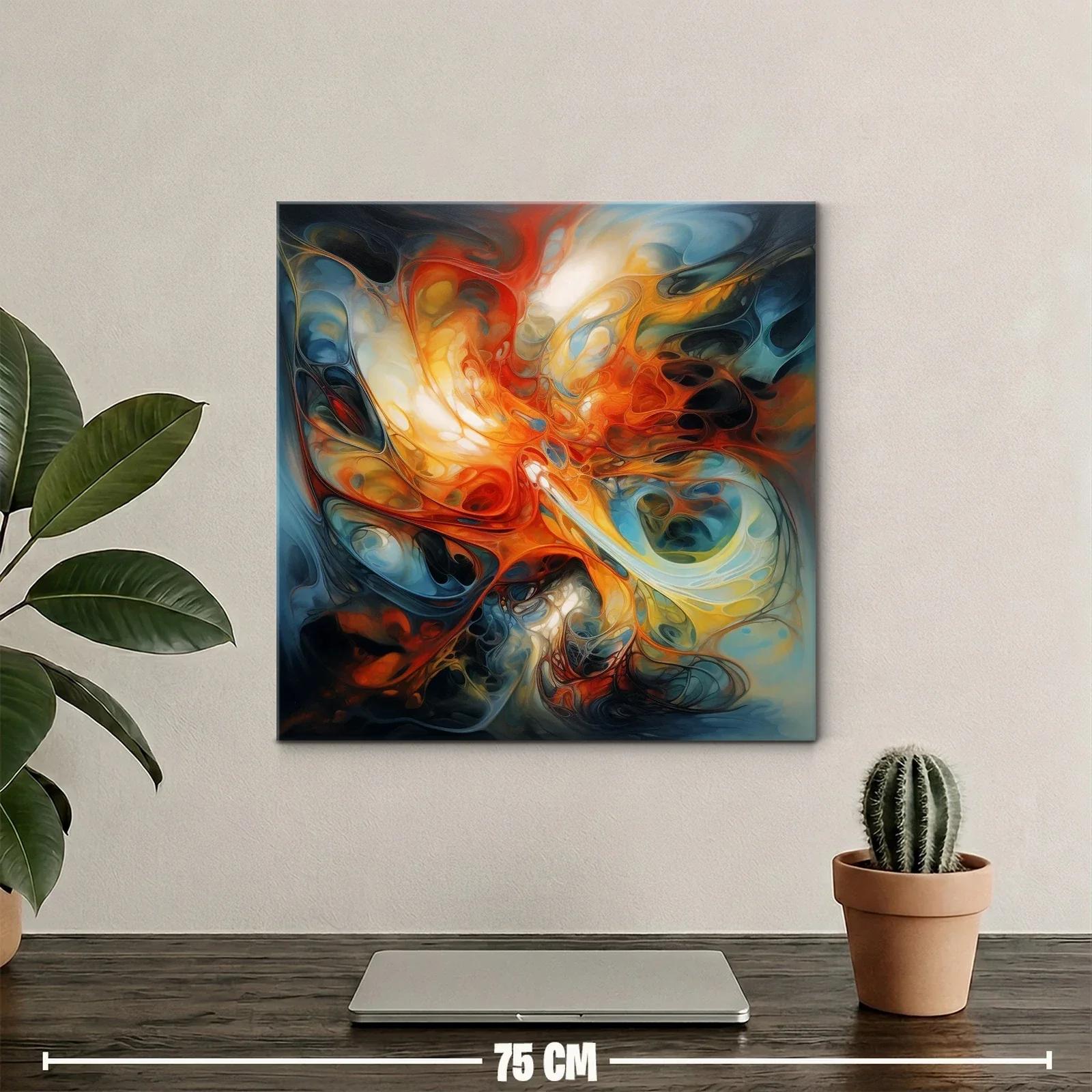Composición abstracta de tonos cálidos y fríos en movimiento — miniatura 2