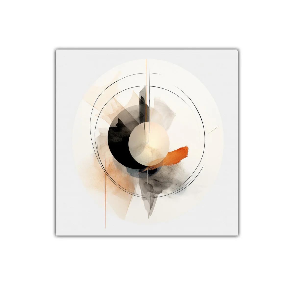 Composición Circular Abstracta en Tonos Neutros y Naranja — imagen principal