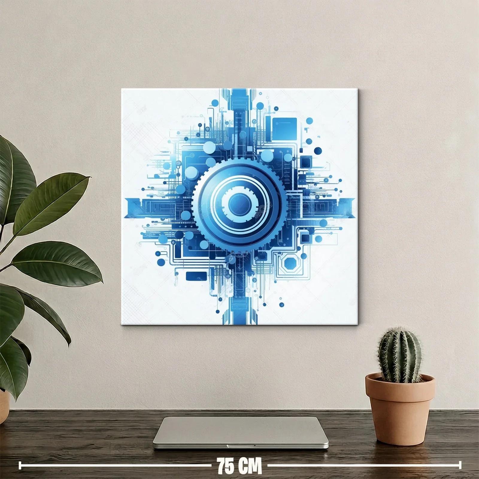 Cuadro abstracto con diseño tecnológico en tonos azules — miniatura 2