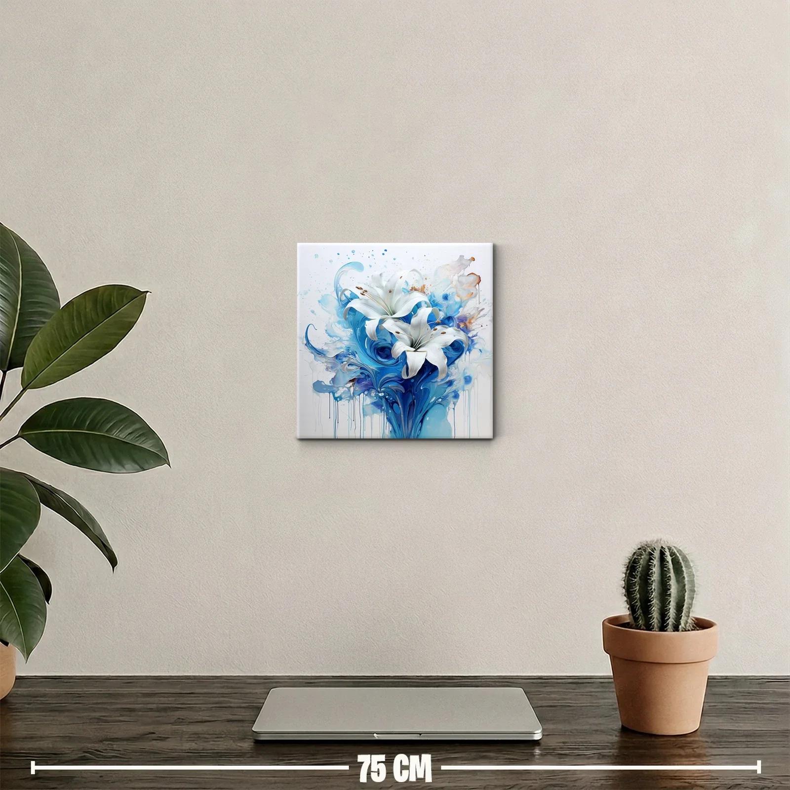 Elegancia floral en tonos azules y blanco puro — miniatura 2