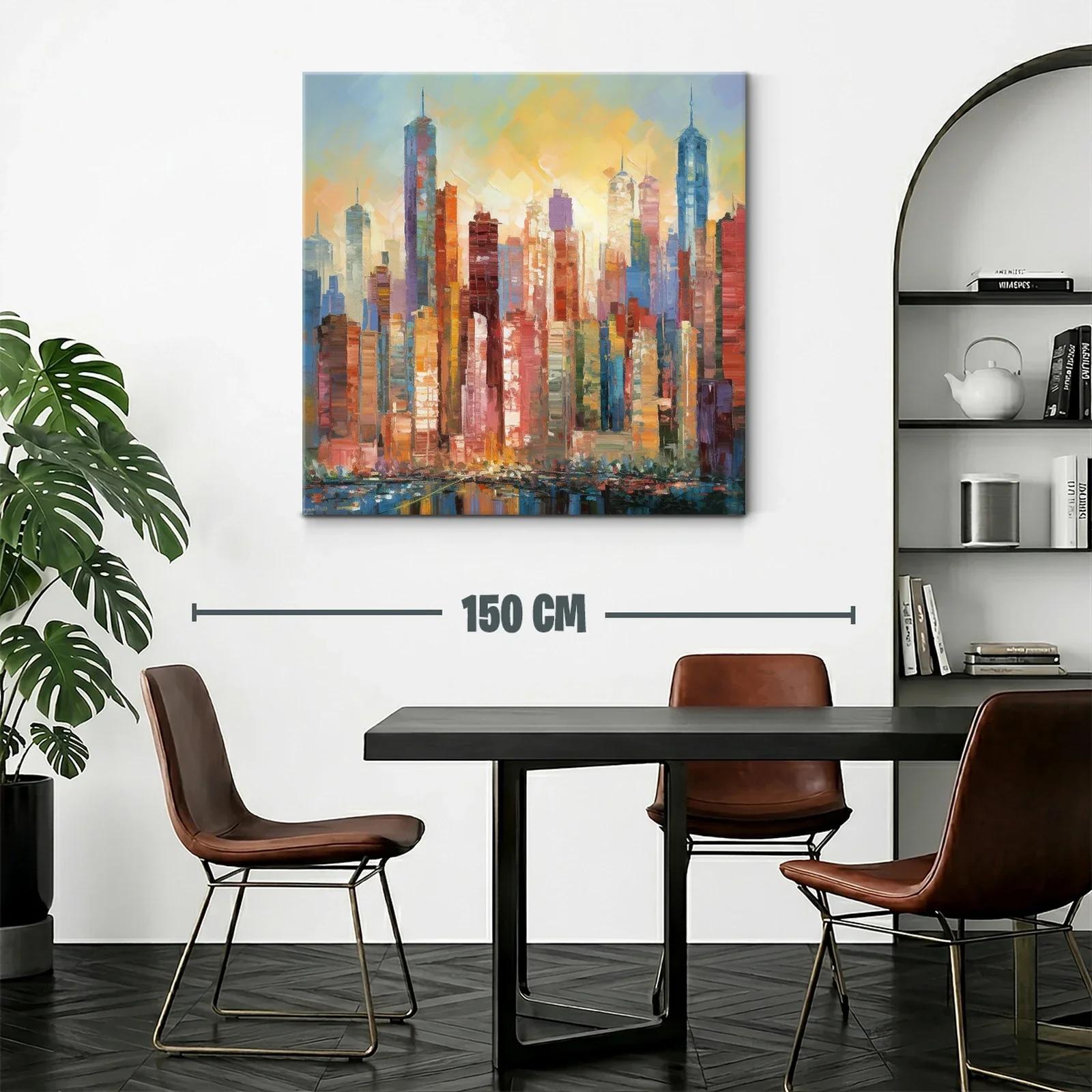 Paisaje urbano vibrante con tonos cálidos y fríos equilibrados — miniatura 2