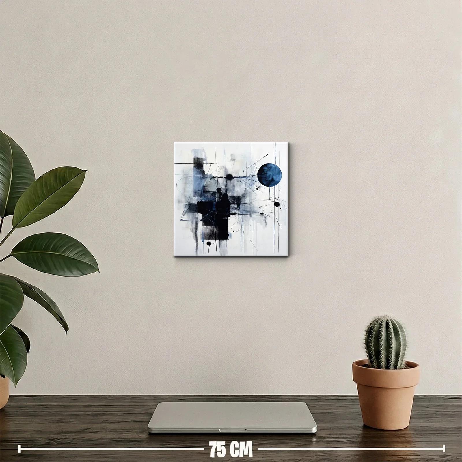 Cuadro abstracto con formas geométricas y tonos azules — miniatura 2