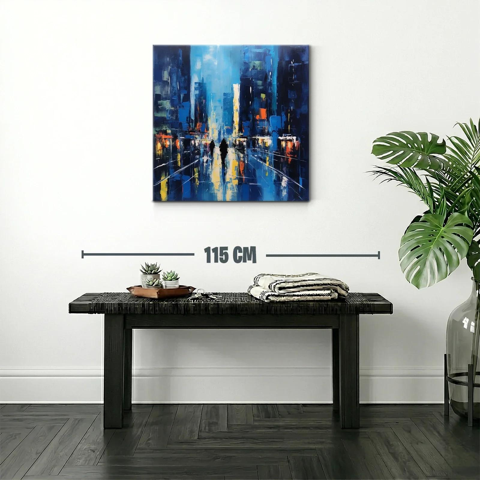 Paisaje urbano nocturno con reflejos vibrantes y figuras — miniatura 2