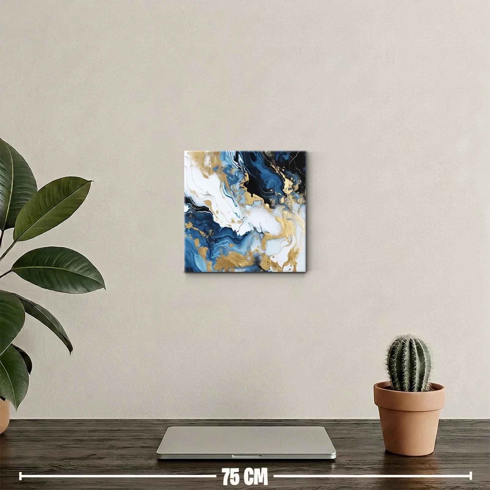 Arte abstracto en tonos azules con destellos dorados llamativos — miniatura 2