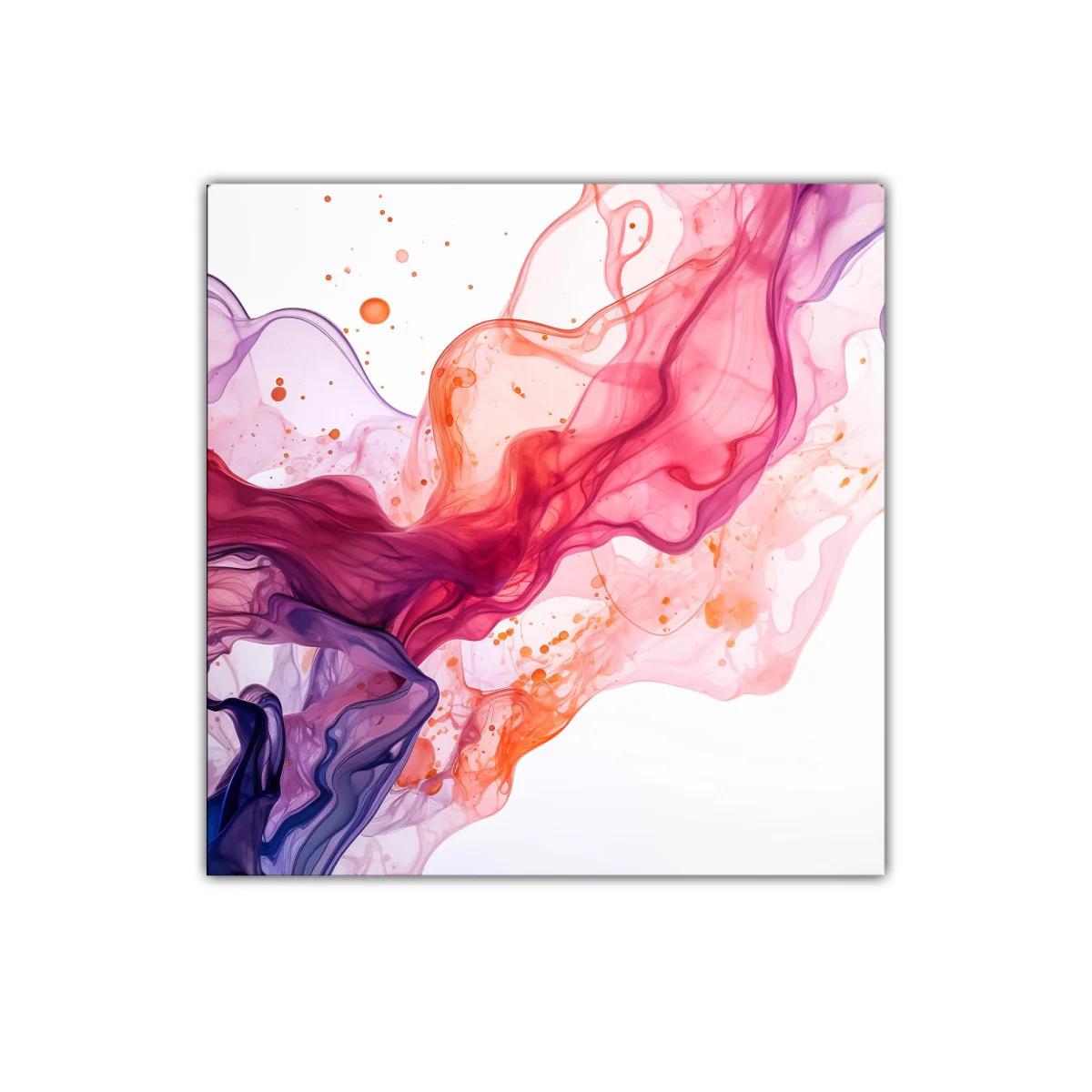 Cuadro decorativo con ondas fluidas en tonos cálidos y púrpuras