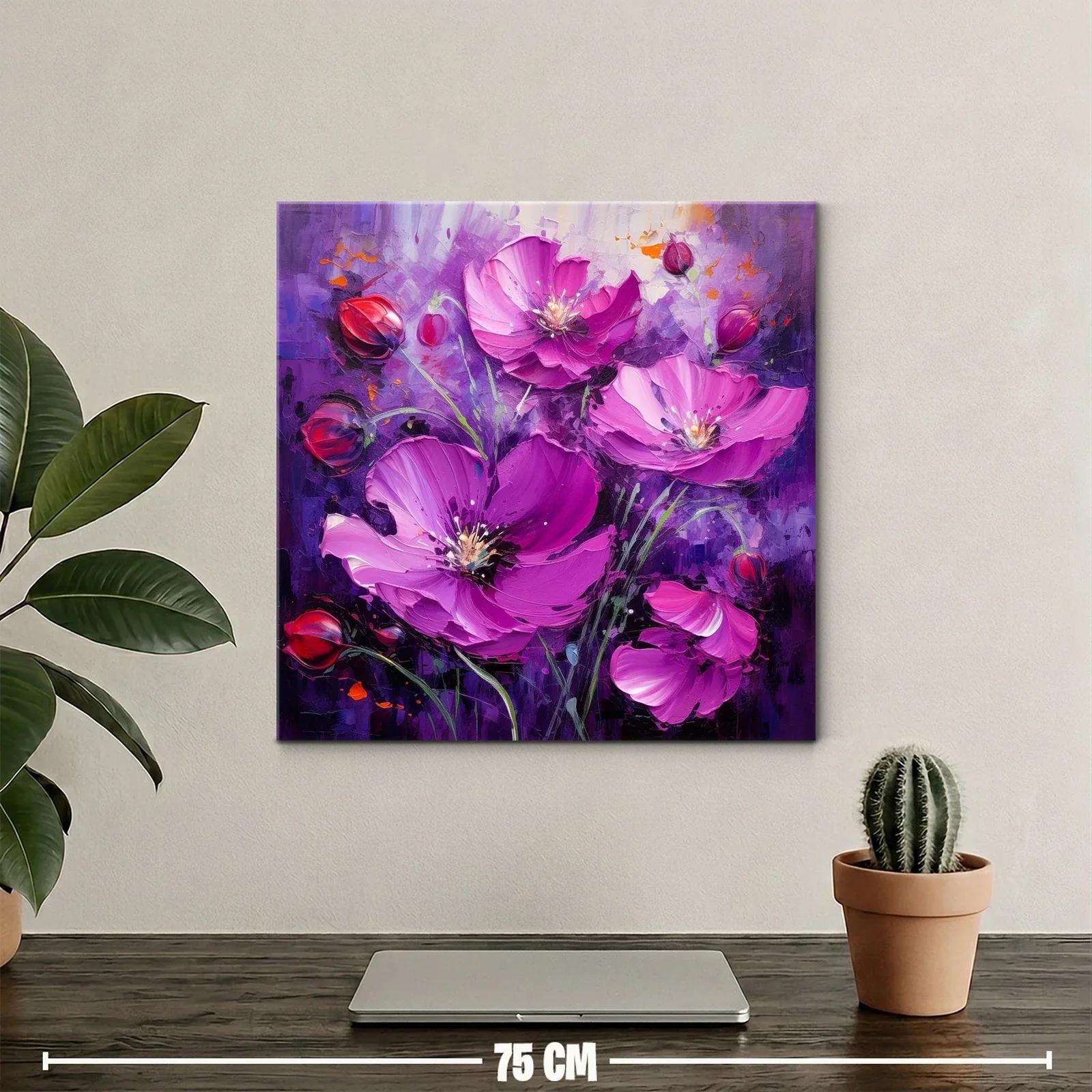 Cuadro floral en tonos violetas y fucsias vibrantes — miniatura 2