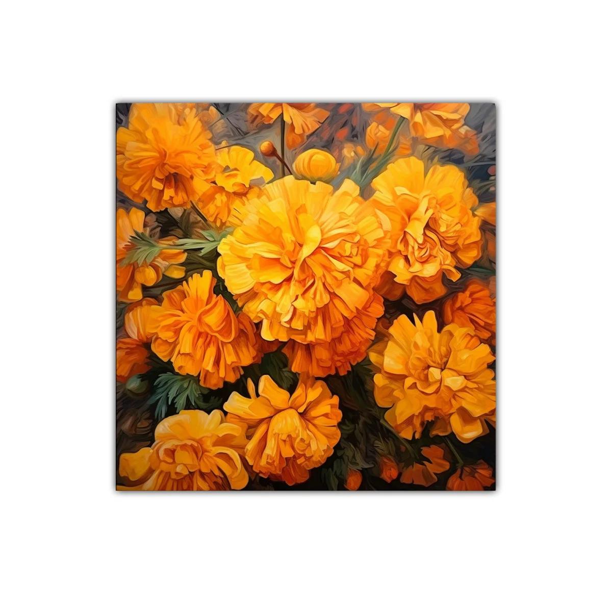 Cuadro decorativo de flores caléndulas en tonos cálidos — imagen principal