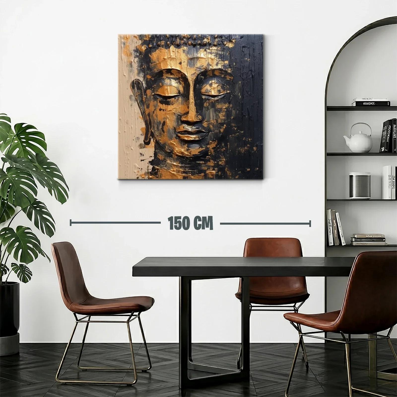 Retrato sereno de Buda con acabado dorado y negro — miniatura 2