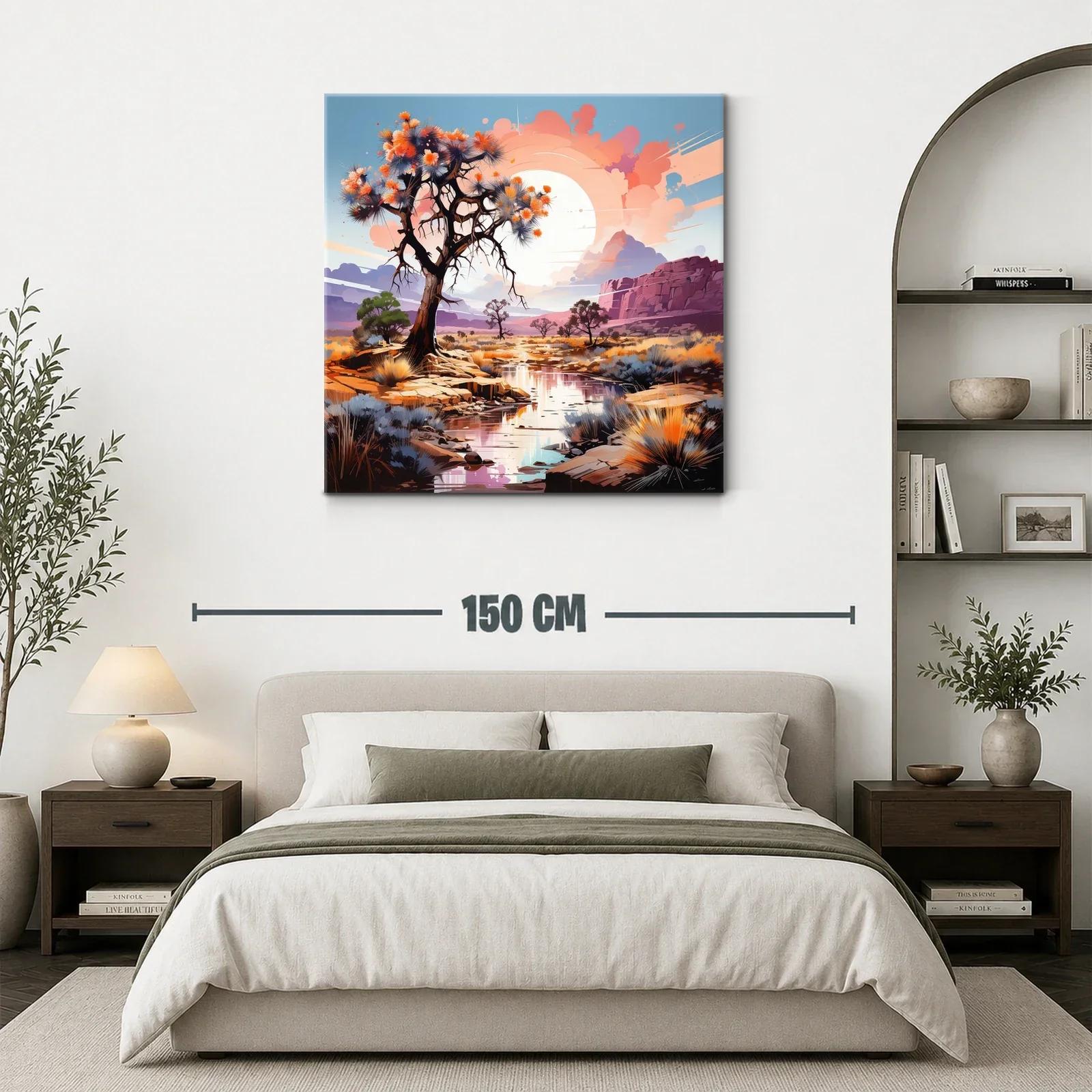 Paisaje desértico con árbol y reflejos al atardecer — miniatura 3