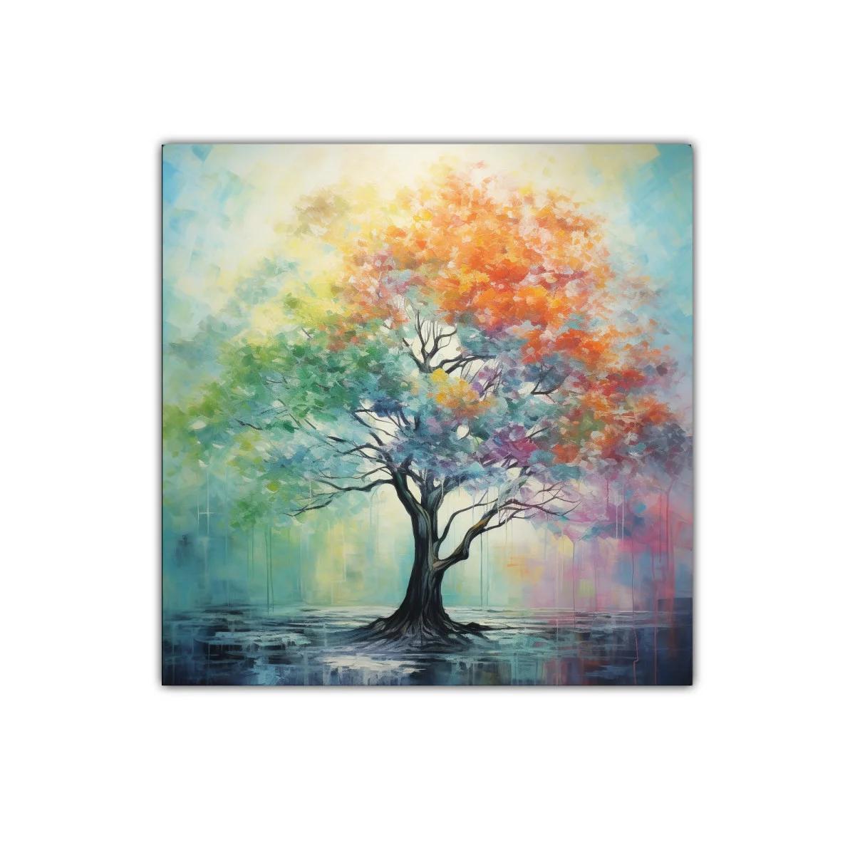 Árbol multicolor con ramas radiantes y fondo etéreo — imagen principal