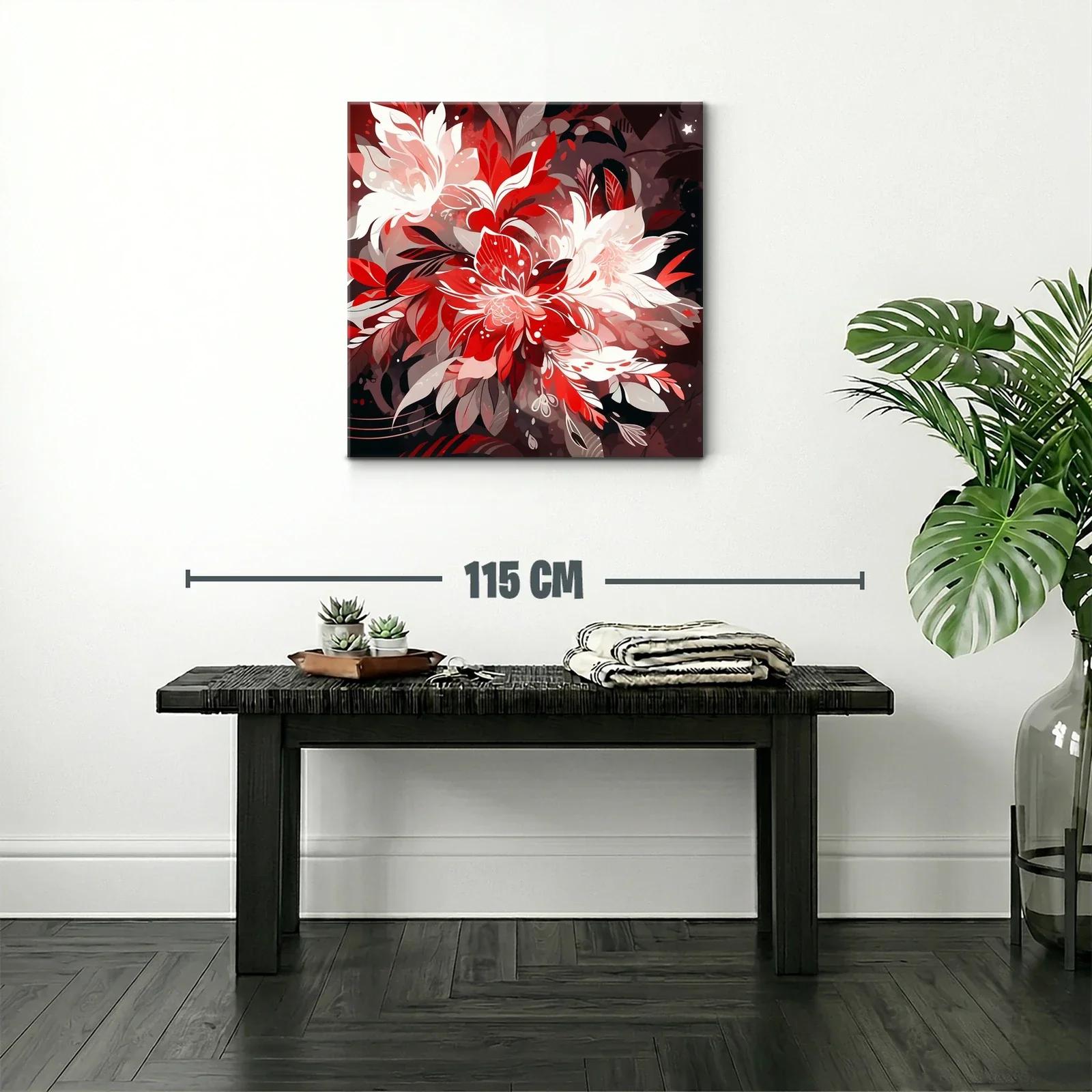 Arte floral en tonos rojos intensos y neutrales cálidos — miniatura 2