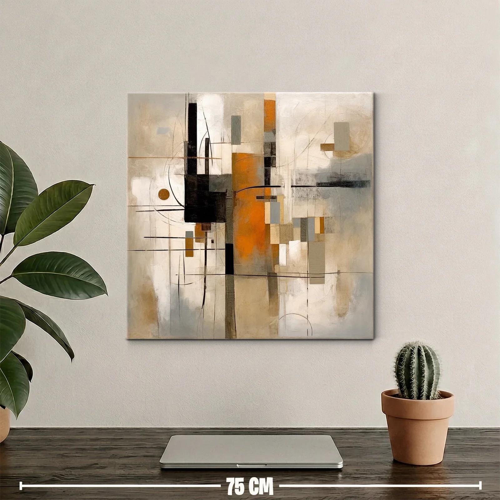 Composición abstracta con tonos tierra y líneas delicadas — miniatura 2