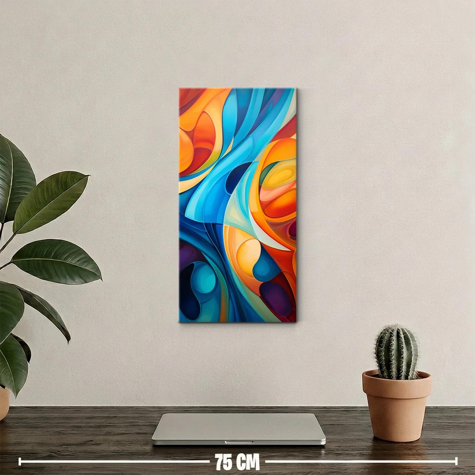 Cuadro formas abstractas onduladas en turquesa y coral — miniatura 2