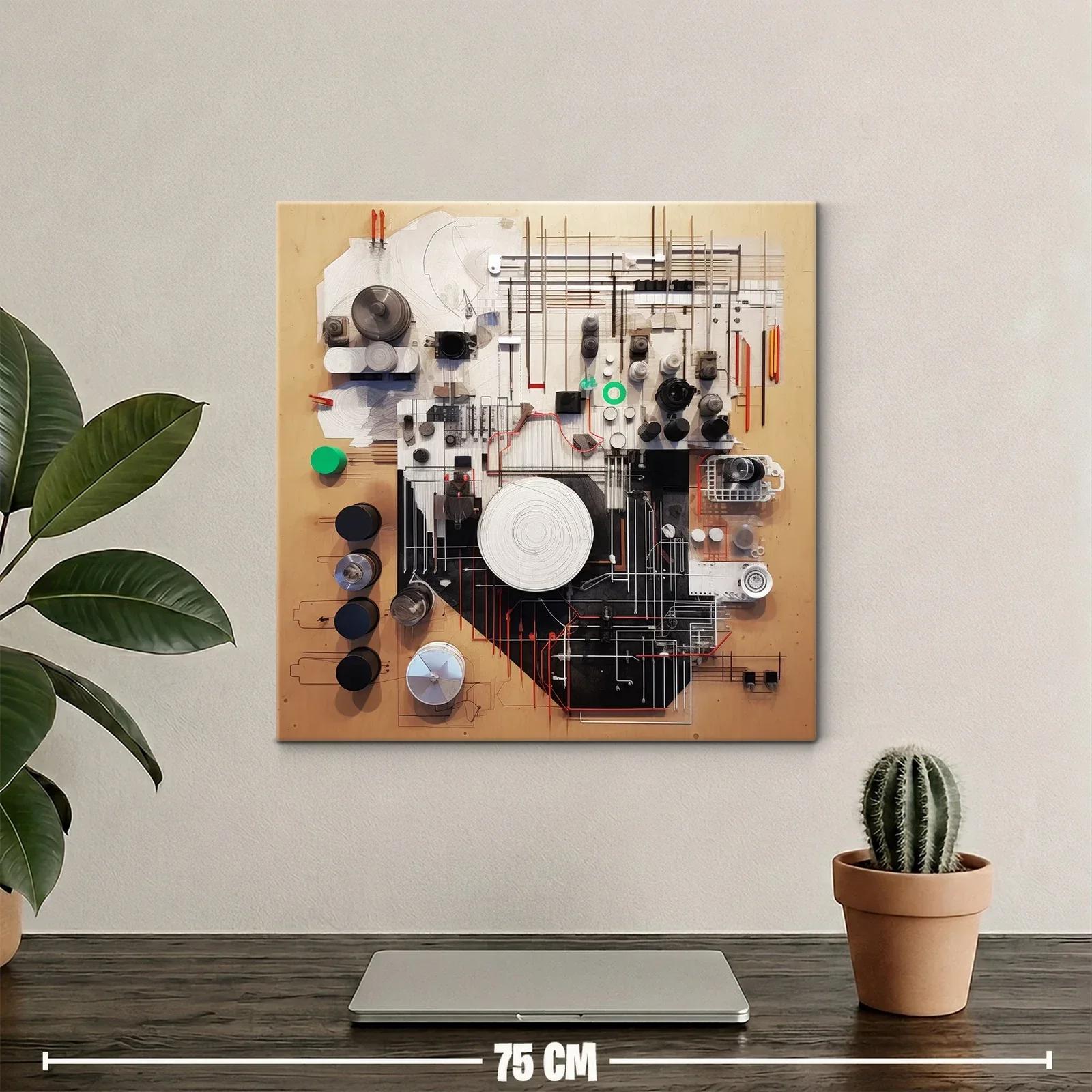 Cuadro abstracto con formas geométricas y texturas variadas — miniatura 2
